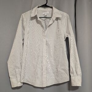 Liz Claiborne Gray and White Striped Dress Shirt